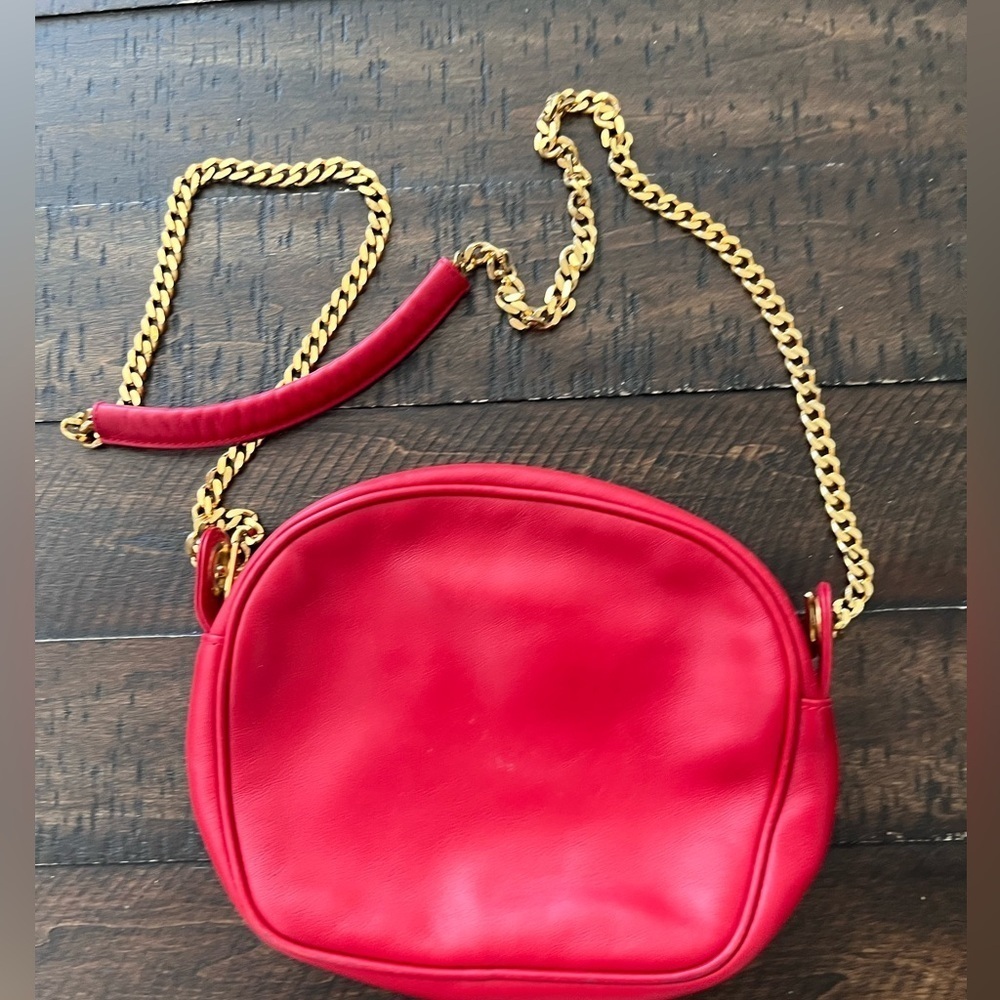Paloma Picasso Vintage Red Leather Gold Chain Crossbody - Picture 3 of 6